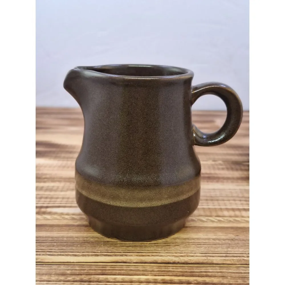 Vintage Three Tone Brown Stoneware‎ Covered Sugar and Creamer Set